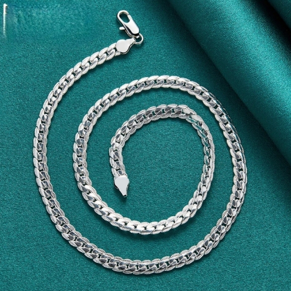 Silver Plated Chain Necklace Women & Men - Picture 7 of 11